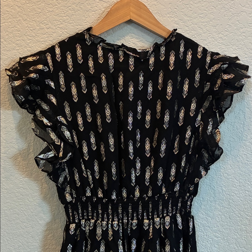 NWT Shoshanna Black and Gold Midi Dress - Picture 6 of 10